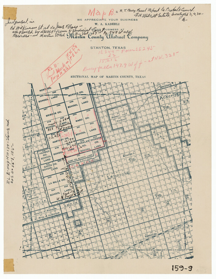 91293, Sectional Map of Martin County, Texas, Twichell Survey Records