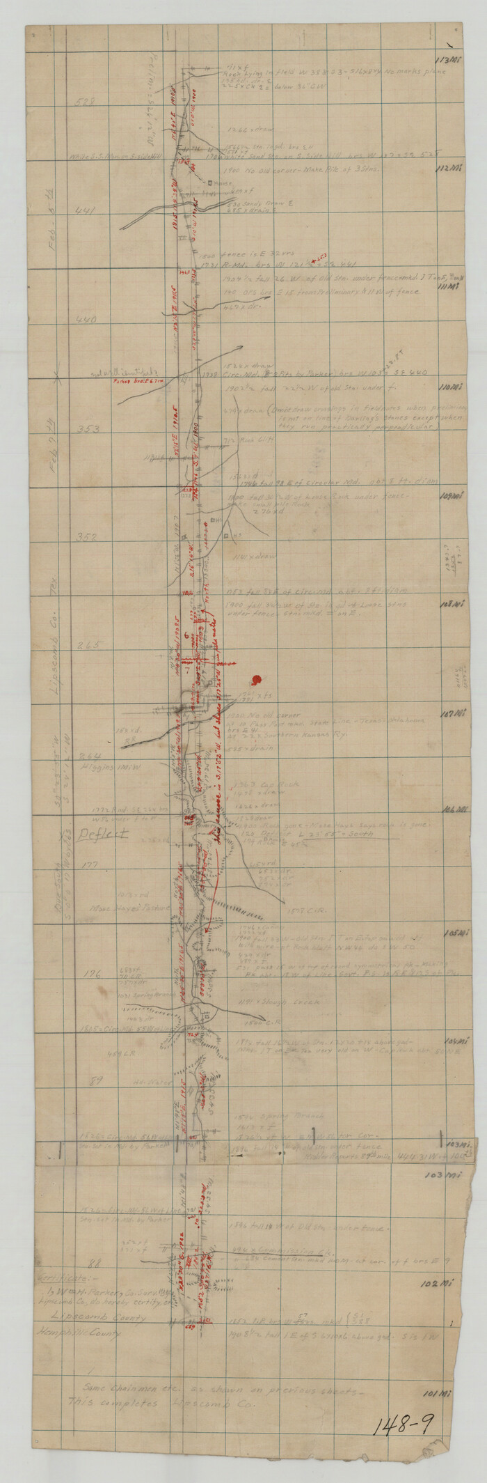 91306, [East Line of Lipscomb County], Twichell Survey Records