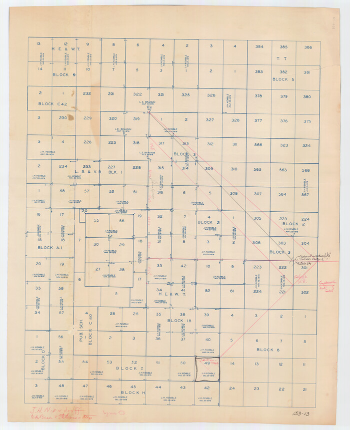 91354, [H. E. & W. T. Block 9, L. S. & V. Block 1, Public School Land Block C--40, Portion of Block H], Twichell Survey Records