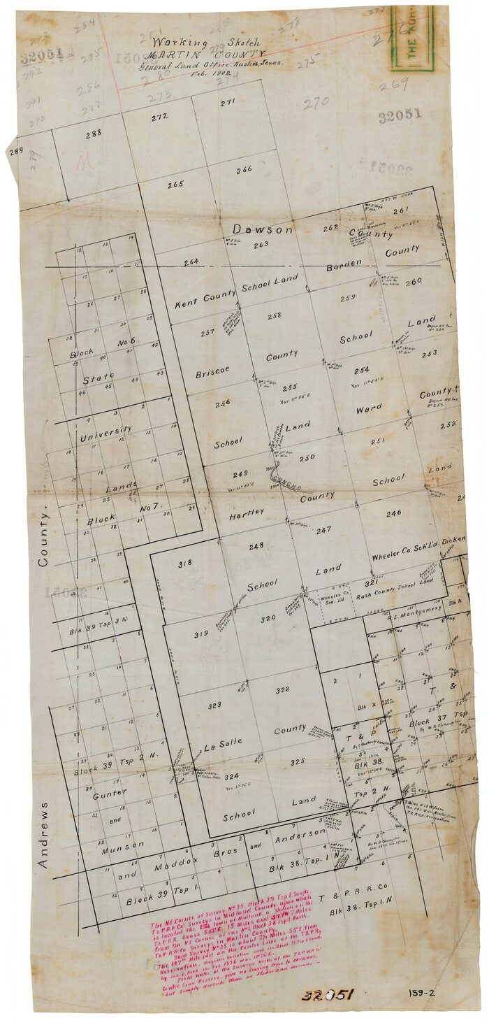 91355, [Working Sketch in Martin County Showing Northwest Portion of County], Twichell Survey Records