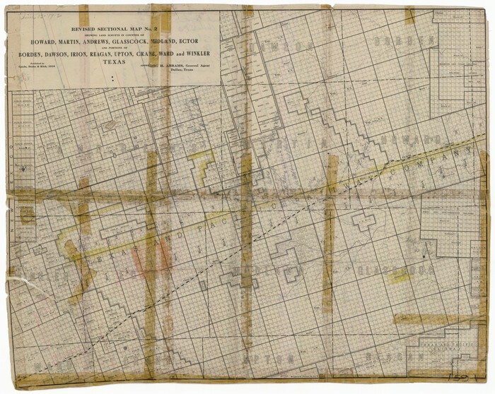 91357, Revised Sectional Map Number 2, Showing Land Surveys in Counties of Howard, Martin, Andrews, Glasscock, Midland, Ector, and Portions of Borden, Dawson, Irion, Reagan, Upton, Crane, Ward, and Winkler, Texas, Twichell Survey Records