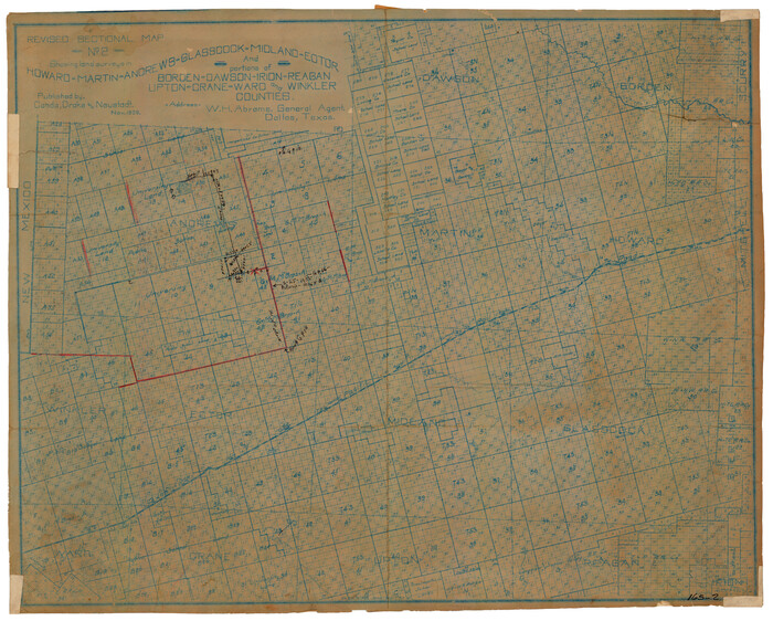 91367, Revised Sectional Map Number 2, Showing Surveys in Howard, Martin, Andrews, Glasscock, Midland, Ector, Twichell Survey Records