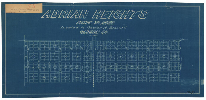 91437, Adrian Heights Addition to Adrian, Located in Section 16, Block K11, Oldham County, Texas, Twichell Survey Records