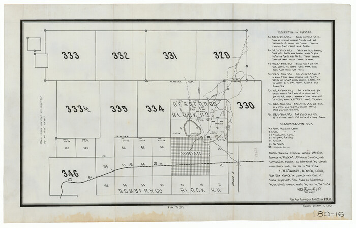 91439, [G. C. & S. F. Railroad Company Block H2, Town of Adrian, and Vicinity], Twichell Survey Records