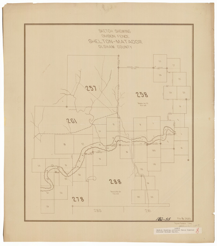 91446, Sketch Showing Division Fence Shelton-Matador, Twichell Survey Records