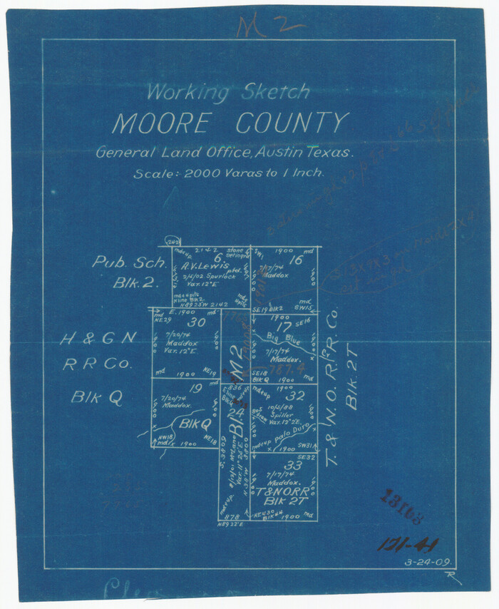 91518, Working Sketch in Moore County, Twichell Survey Records