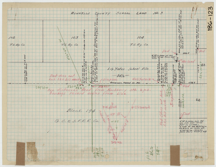 91544, [Sketch of area south of Runnels County School Land League No. 3], Twichell Survey Records