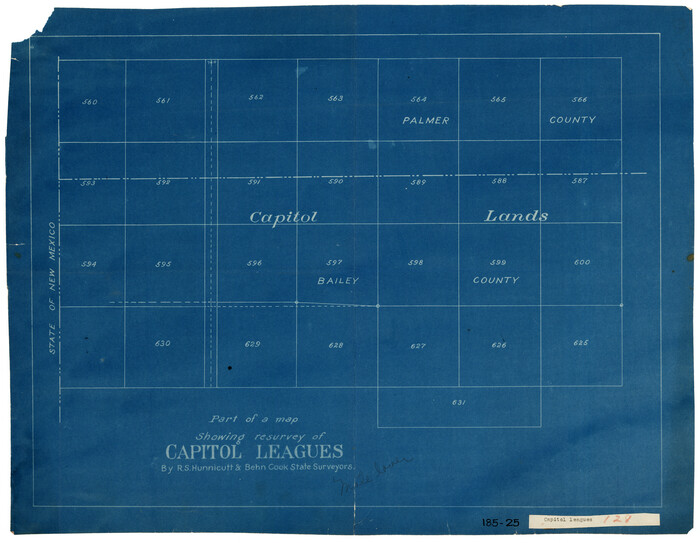 91557, Part of a Map Showing Resurvey of Capitol Leagues, Twichell Survey Records