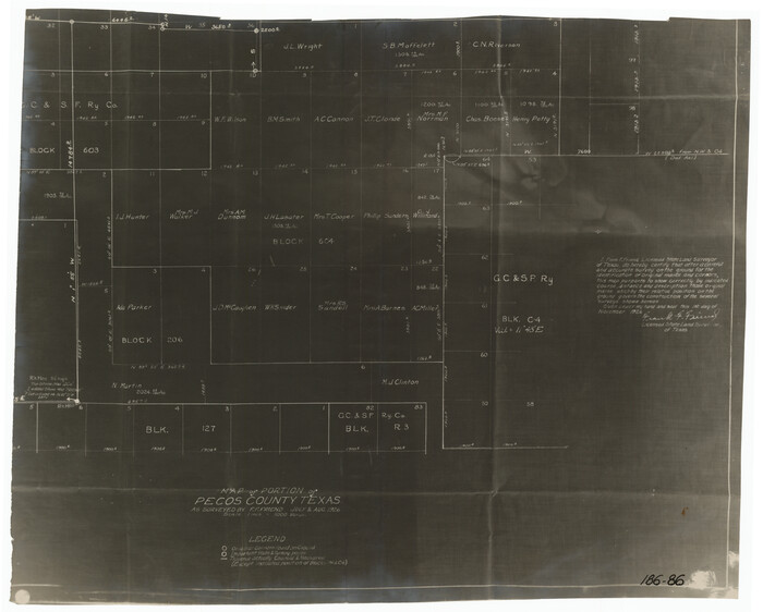 91561, Map of Portion of Pecos County as Surveyed by F. F. Friend, Twichell Survey Records