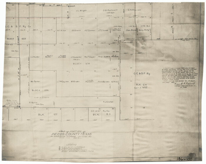 91563, [Map of Portion of Pecos County as Surveyed by F. F. Friend], Twichell Survey Records