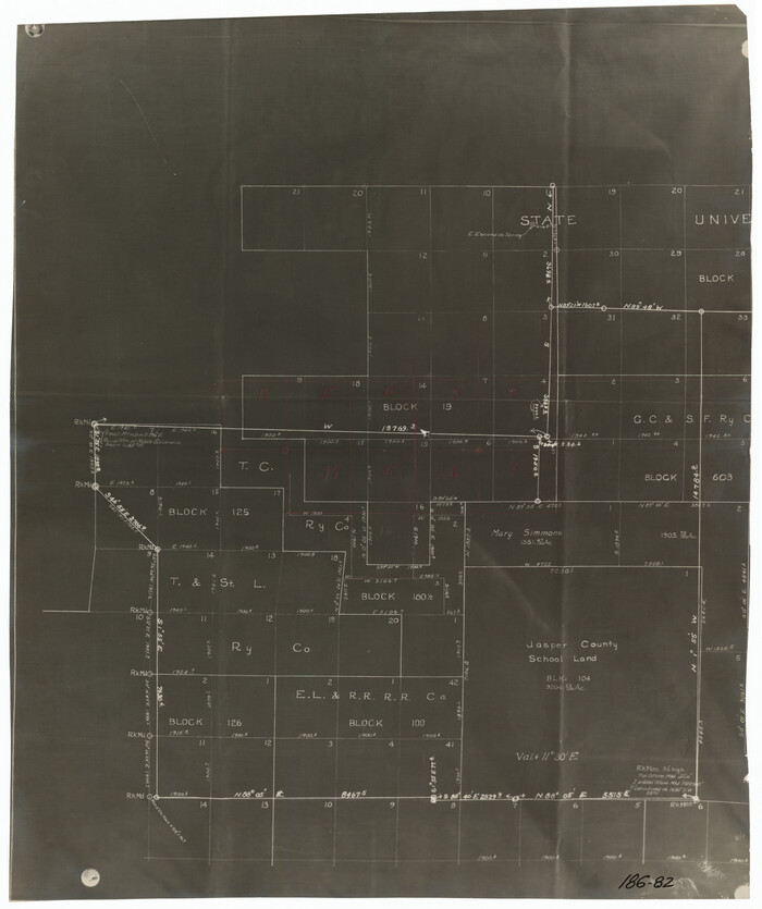 91570, [Blocks and surveys to the North and West of Jasper County School Land], Twichell Survey Records