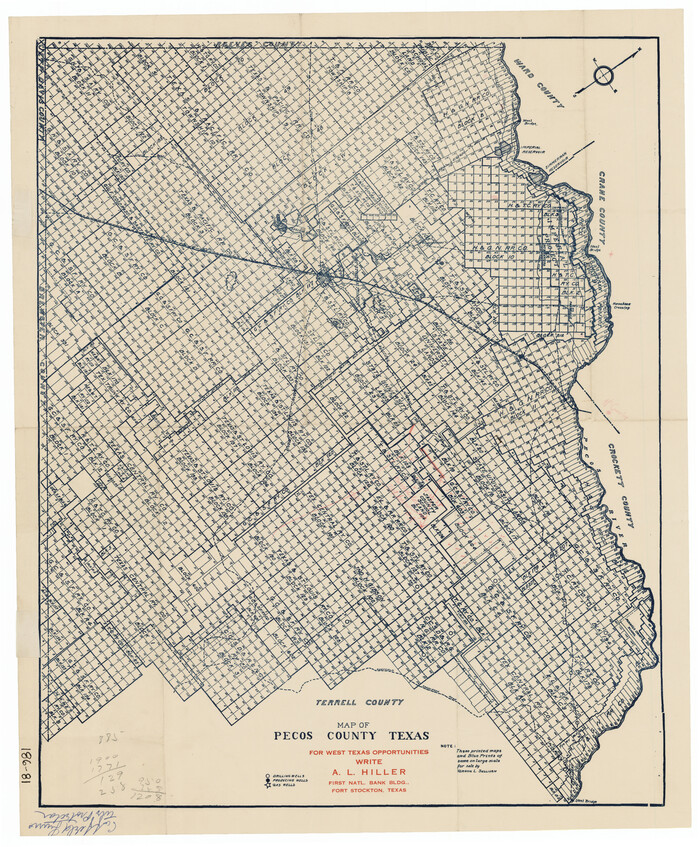 91573, Map of Pecos County, Texas, Twichell Survey Records