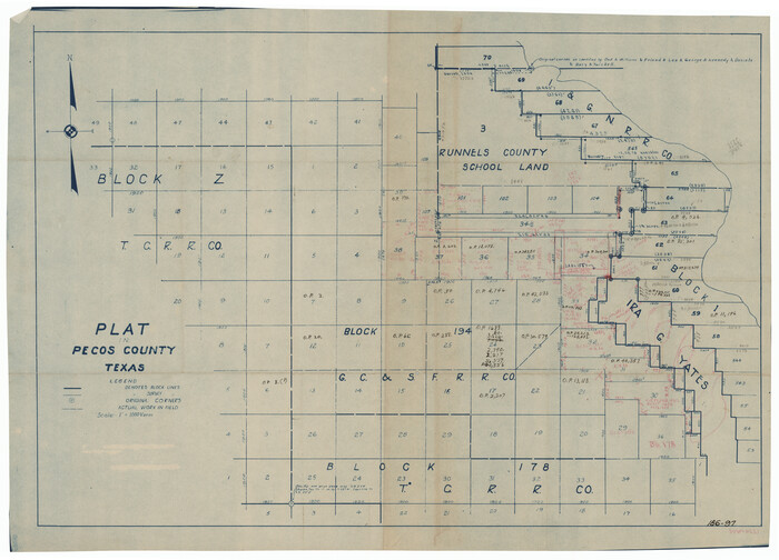 91613, Plat in Pecos County, Texas, Twichell Survey Records