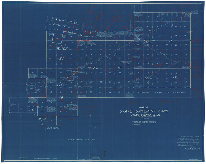 91631, Map of State University Land, Pecos County, Texas, Twichell Survey Records