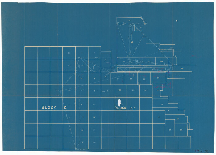 91665, [Sketch of Blocks Z and 194, showing tie lines with Runnels County School Land survey], Twichell Survey Records