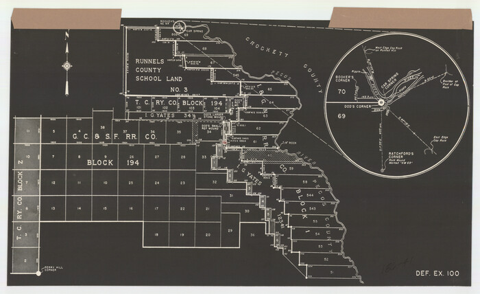 91681, [Sketch showing area around Runnels County School Land, Yates survey 34 1/2 and Runnels County School Land], Twichell Survey Records