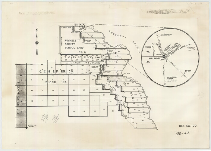 91683, [Sketch showing area around Runnels County School Land, Yates survey 34 1/2 and Runnels County School Land], Twichell Survey Records