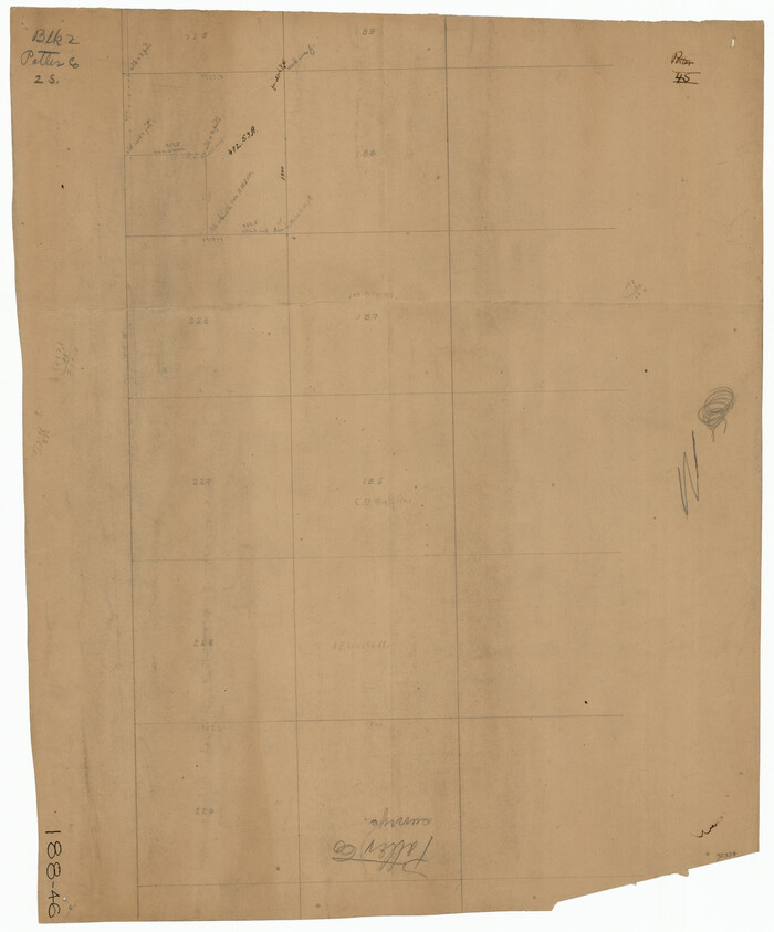 91709, [Sketch showing Potter County Block 2] / [Sketch showing F. W. & D. C. Round House], Twichell Survey Records