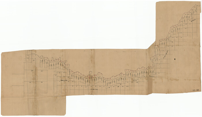 91740, [Sketch showing surveys on the south side of the Canadian River, Blocks 4, M-3, M-19, M-20, 21-W, and Y-2], Twichell Survey Records