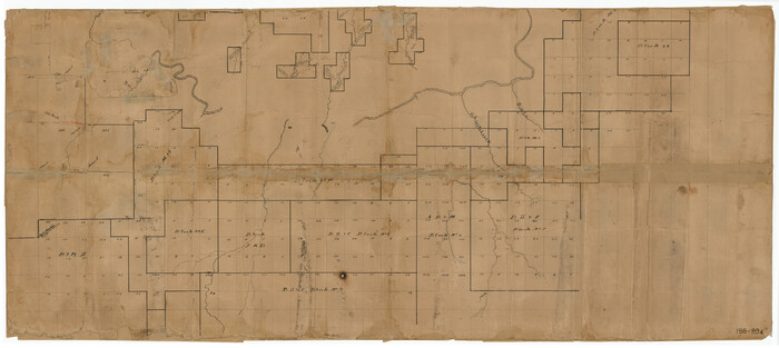 91741, [Sketch showing surveys in the south half of Potter County, Blocks 6, 20-E, JAD, M-3, S, B. S. & F. Blocks 1 and 9, and A. B. and M. Block 2], Twichell Survey Records