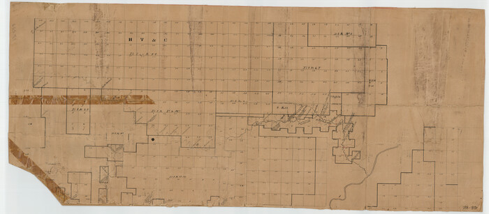 91742, [Sketch showing surveys in the north half of Potter County, Blocks 1, 6-T, 25, B-10, B-12, O-18, P and Mc, and H. & T. C., Block 44], Twichell Survey Records