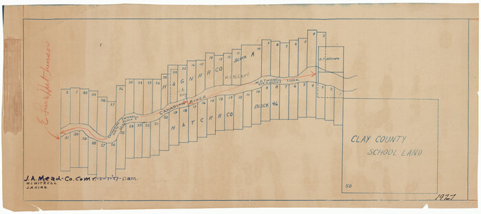 91763, [Sketch showing H. & G. N. Block A on the north side of the Canadian River and H. & T. C. Block 46 on the south side of the Canadian River], Twichell Survey Records