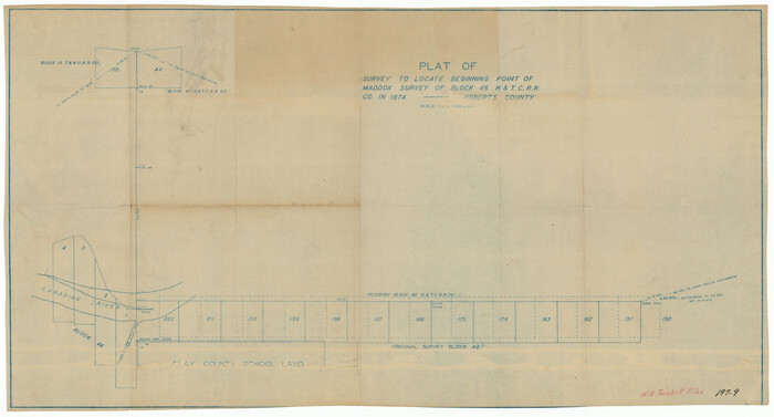 91765, S/L Blk. 42 & H&TC Pt. of W/L[Sketch showing H. & T. C. Blocks 42 and 46], Twichell Survey Records