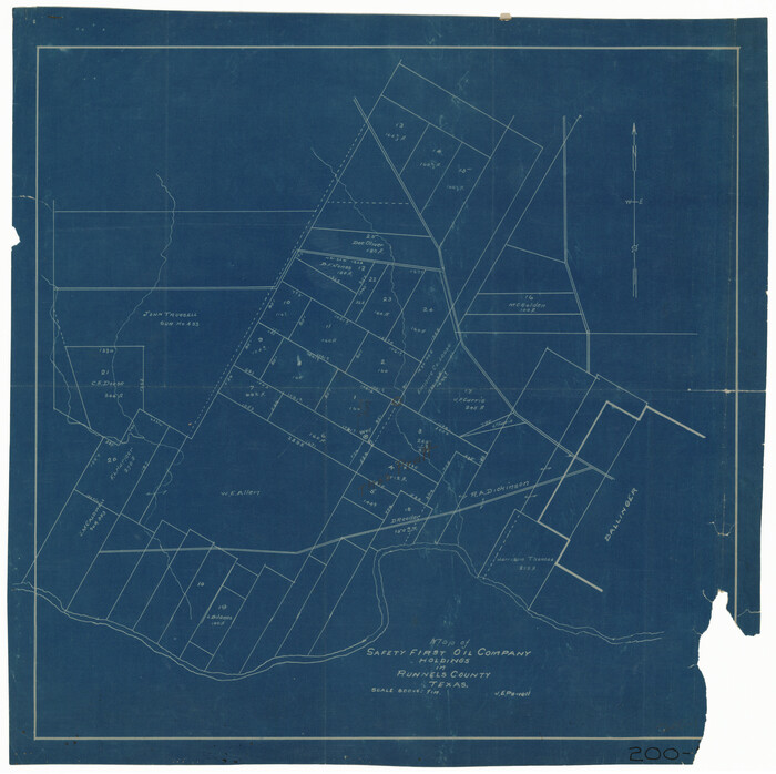 91766, Map of Safety First Oil Company Holdings in Runnel County Texas, Twichell Survey Records