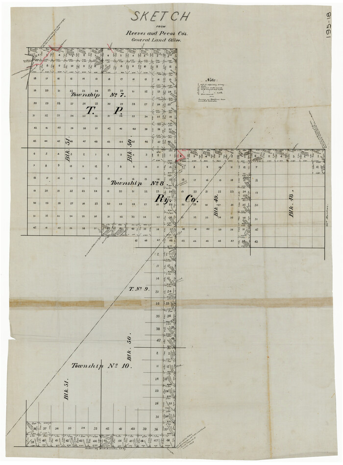 91779, Sketch from Reeves and Pecos Co's., Twichell Survey Records