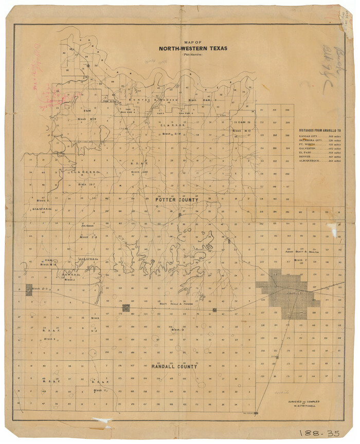 91804, Map of North-Western Texas (Pan Handle), Twichell Survey Records