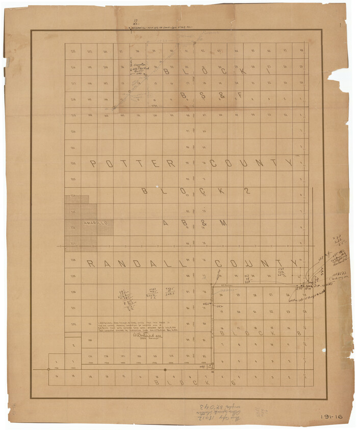 91822, [Sketch showing A. B. & M. Block 2 in Potter and Randall Counties], Twichell Survey Records