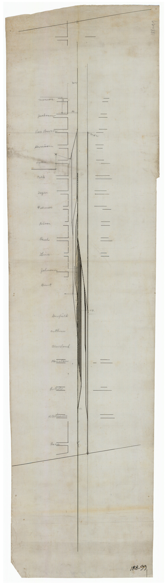 91830, [Sketch of Railroad Switchyard stretching from Ross to Monroe Streets, Amarillo, Texas], Twichell Survey Records