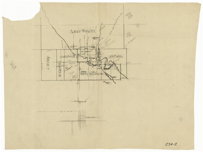 91854, [Sketch of area just south of Levi Pruitt survey], Twichell Survey Records
