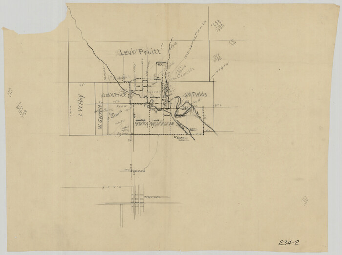 91854, [Sketch of area just south of Levi Pruitt survey], Twichell Survey Records