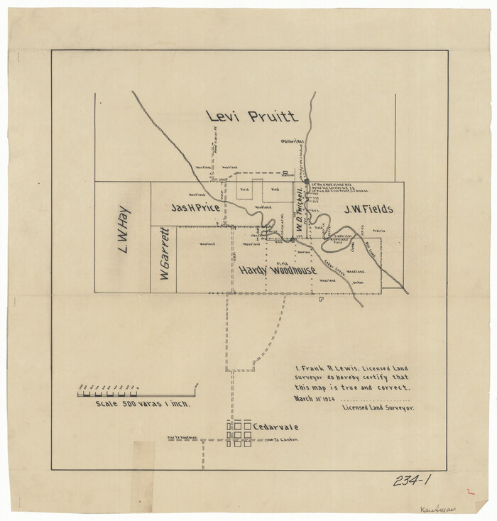 91855, [Sketch of area just south of Levi Pruitt survey], Twichell Survey Records