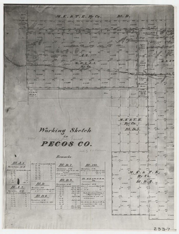 91865, Working Sketch in Pecos Co. [now Val Verde and Terrell Counties] / [Connecting Lines], Twichell Survey Records