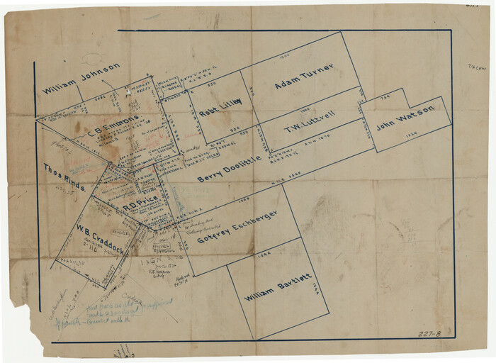 91878, [Sketch of area around R. D. Price and Berry Doolittle Surveys], Twichell Survey Records