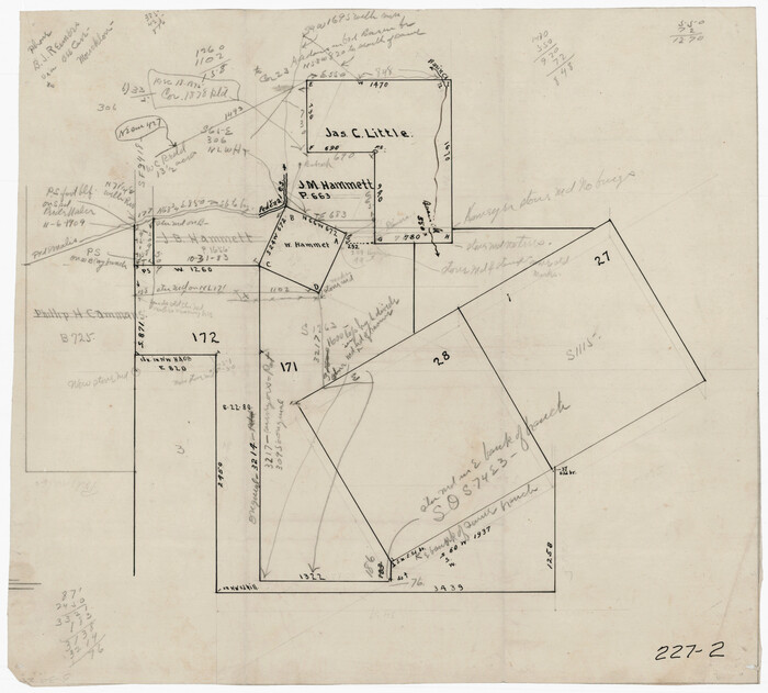 91880, [Sketch of surveys in the vicinity of sections 171 and 172 along Pedernales], Twichell Survey Records