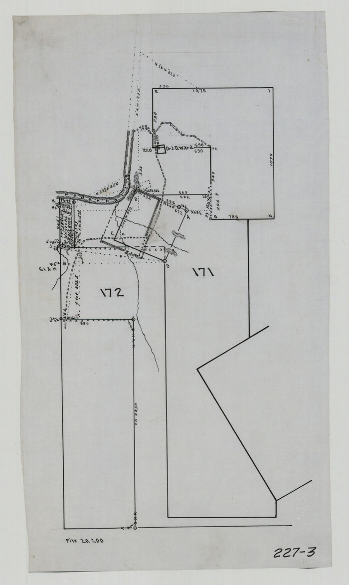 91881, [Sketch of surveys in the vicinity of sections 171 and 172 along Pedernales], Twichell Survey Records