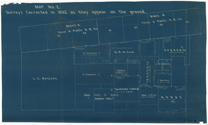 91891, Map No. 2 - Surveys Corrected in 1882 as they appear on the ground, Twichell Survey Records
