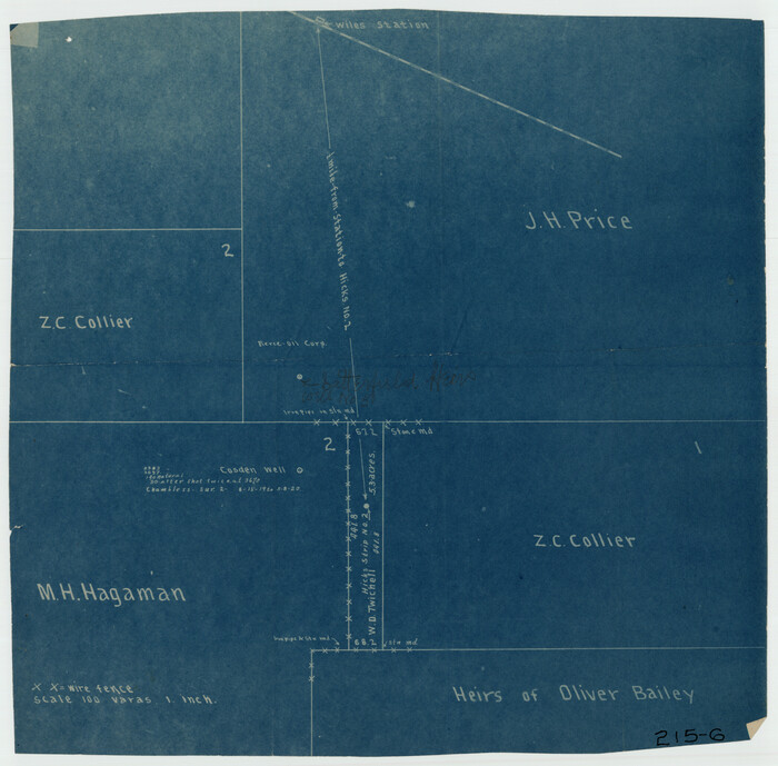 91893, [Sketch of Hicks Strip No. 2 between M. H. Hagaman and Z. C. Collier Surveys], Twichell Survey Records