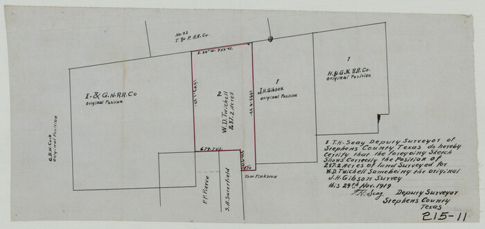91904, [Sketch showing position of 287.2 acres of land surveyed for W. D. Twichell], Twichell Survey Records