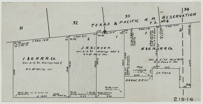 91906, [Sketch in Southeast Part of County around J. H. Gibson Sections 1 and 2], Twichell Survey Records