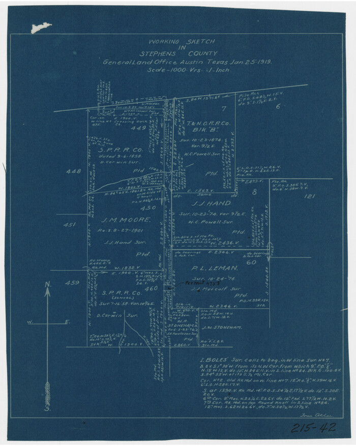 91910, Working Sketch in Stephens County, Twichell Survey Records