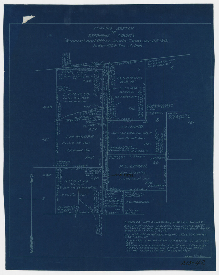 91911, Working Sketch in Stephens County, Twichell Survey Records