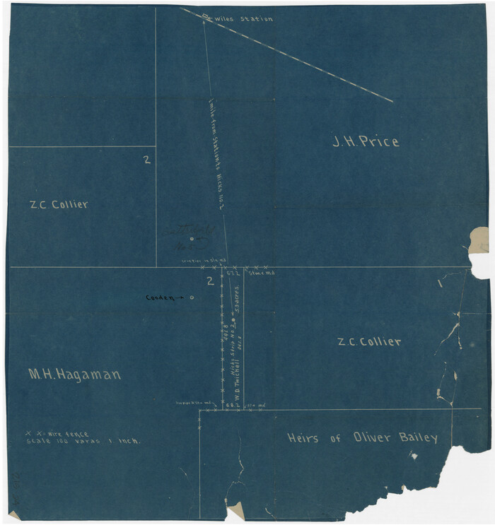 91914, [Sketch of Hicks Strip No. 2 between M. H. Hagaman and Z. C. Collier Surveys], Twichell Survey Records