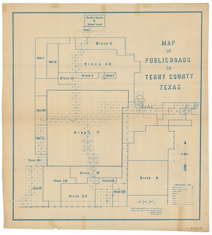 91936, Map of Public Roads in Terry County, Texas, Twichell Survey Records