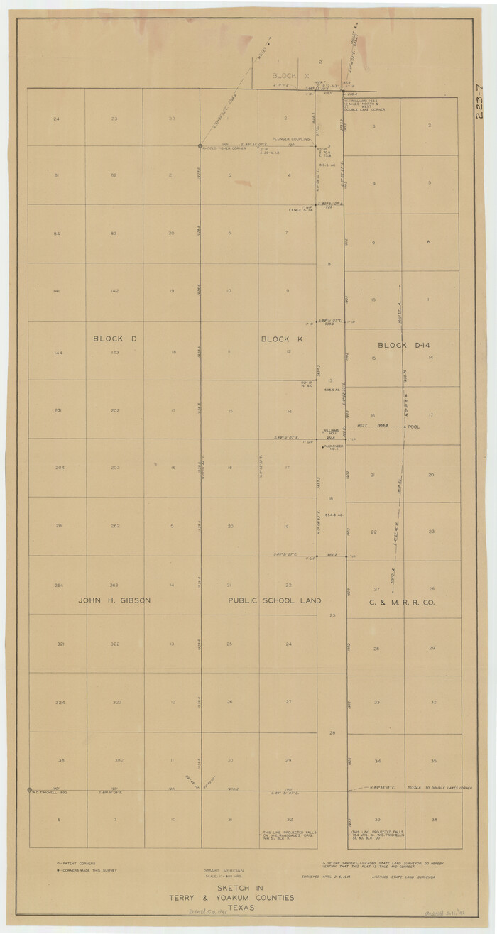 91939, Sketch in Terry and Yoakum Counties, Twichell Survey Records