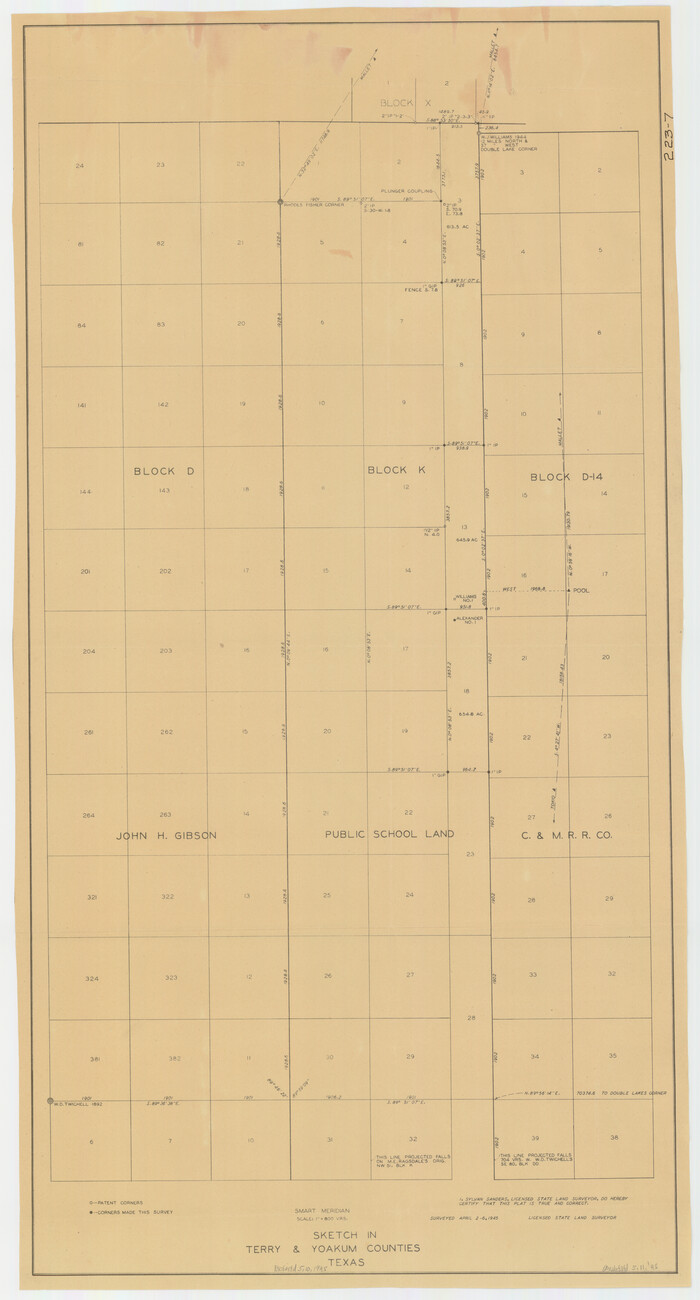 91939, Sketch in Terry and Yoakum Counties, Twichell Survey Records