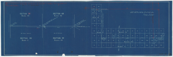 91940, [Sketch of Blocks 4X, E, T, C42, and Y with Double Lake Corner tie to Rhoads Fisher Corners], Twichell Survey Records